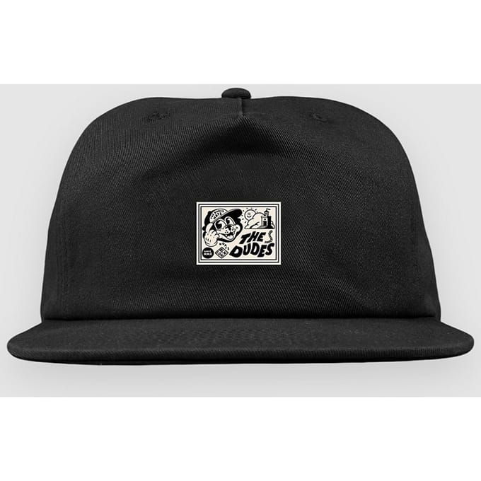 The Dudes Cap Factory Label Unstructured 5 Panel Cap zwart