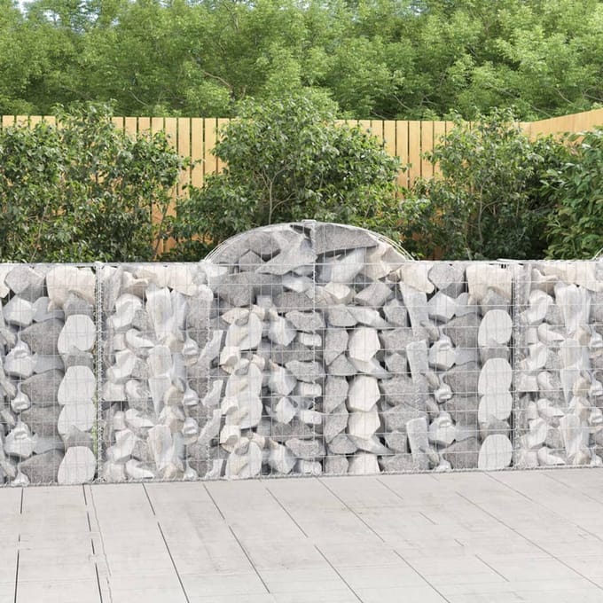 vidaXL - Schanskorf - gewelfd - 200x30x100/120 - cm - gegalvaniseerd - ijzer
