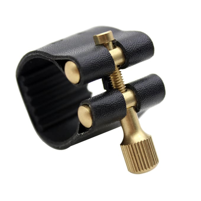 Attache de Ligature pour Saxophone Alto, embout en caoutchouc, cuir artificiel, Compact et Durable black