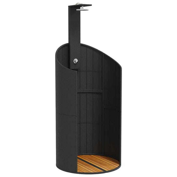 vidaXL - Buitendouche - 100x100x241,5 - cm - poly - rattan - en - acaciahout - zwart