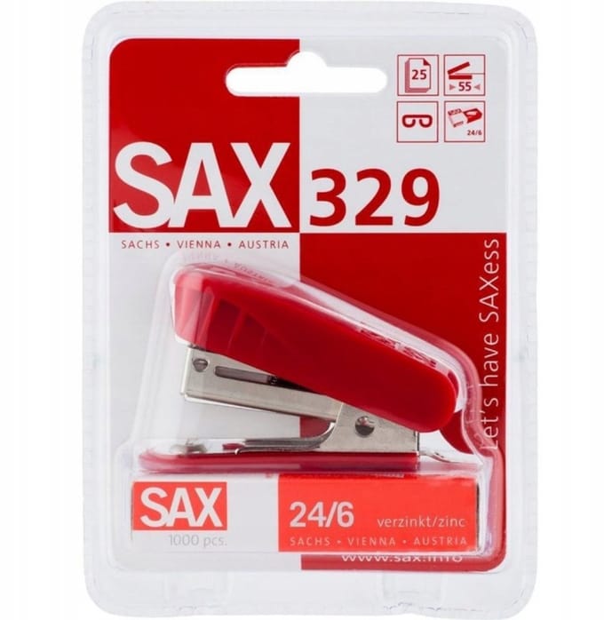 Sax 329 rode nietmachine met nietjes - capaciteit van 20 vel
