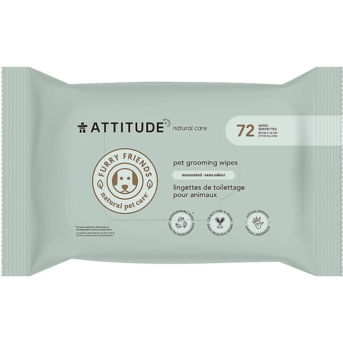 Attitude Furry Friends Deodorising Bath Wipes - unscented