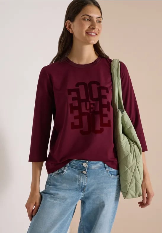 Shirt met 3/4-mouwen, ronde hals en tekst