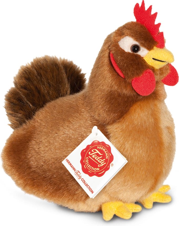 Hermann Teddy Knuffeldier Kip - pluche stof - premium kwaliteit knuffels - lichtbruin - 16 cm
