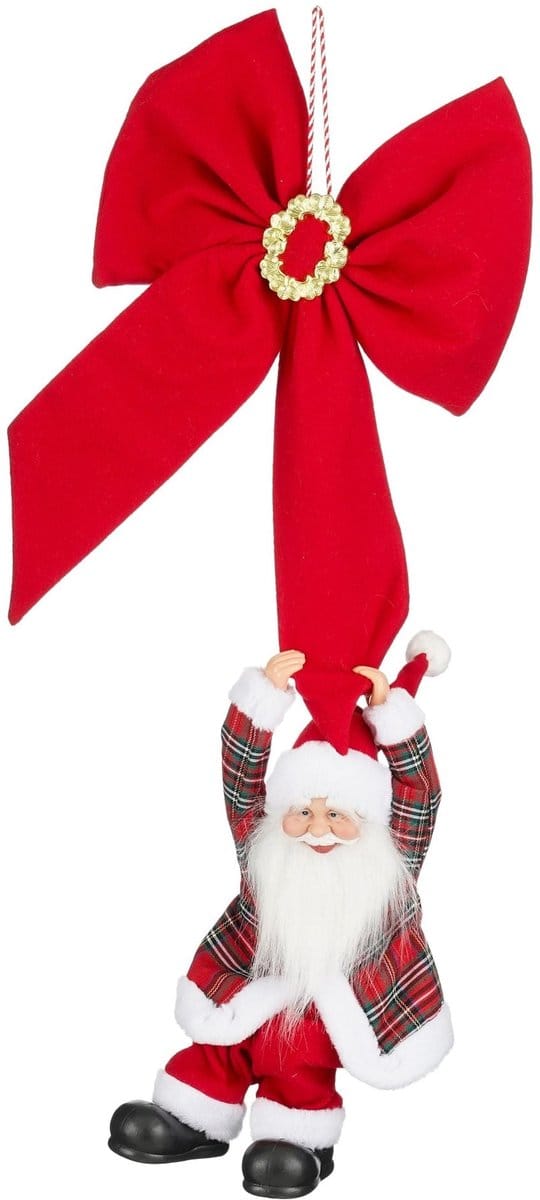 Mica Decorations Kerstversiering Santa bow - 38x15x90 cm - Polyester - Rood
