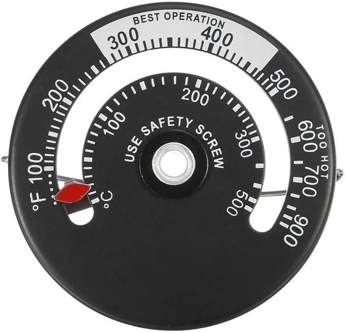 Haard Thermometer Wit Magnetisch - Houtkachel Temperatuurmeter 0-500°C - Rookkanaal Meter