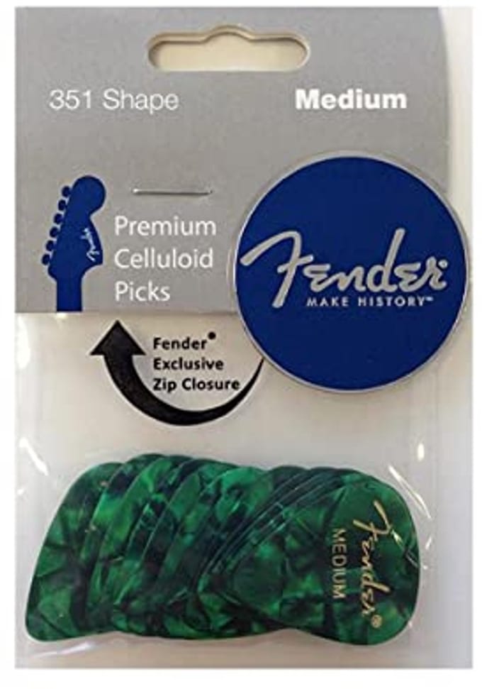 Fender Picks 351 Green Moto medium 12er Set Premium Celluloid - Plectrum set