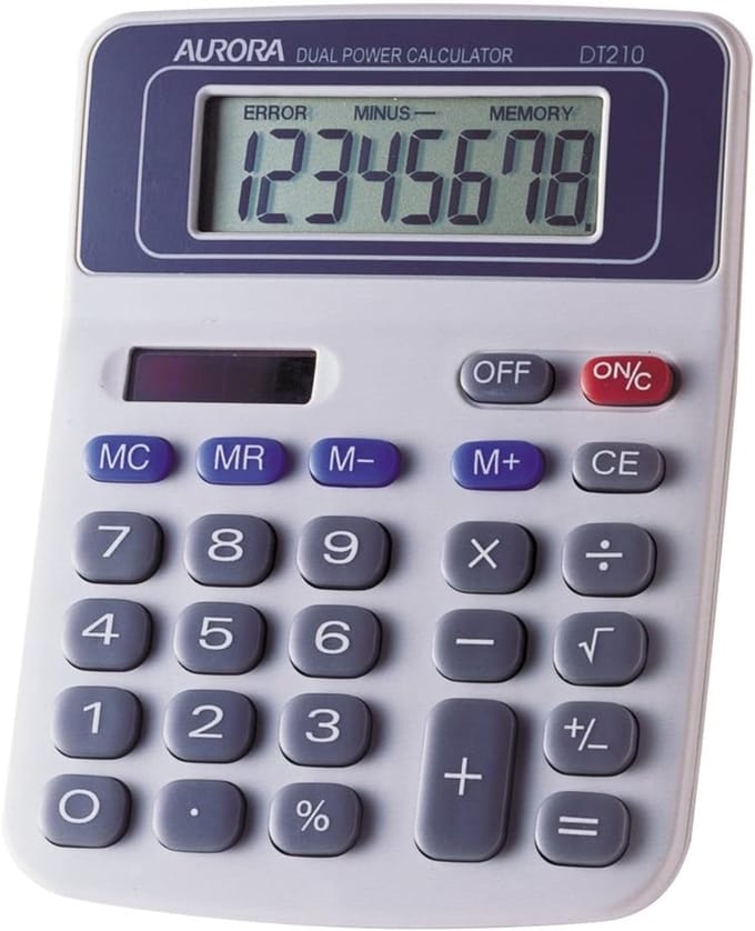 Desktop Rekenmachine - Basis Calculator - Dagelijkse Berekeningen - Dubbele Energiebron - Compact Formaat - Metaalkleurig