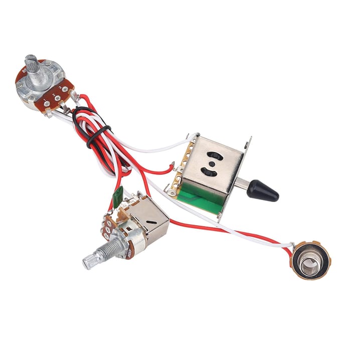 Elektrische Gitaar Metallic Bedradingsharnas Voorbedrade Kit 3-weg Schakelaar Potmeters Set wit