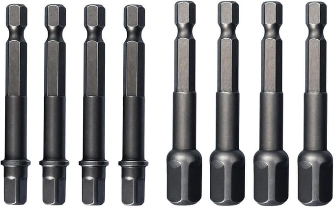 8-delige Socket Adapter Set voor Impact Driver en Power Drill, 1/4" en 3/8", Hex Shank naar Vierkante Socket Converter, Handgereedschap Accessoires