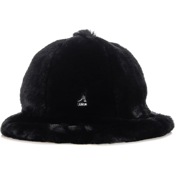 Heren bucket hat imitatiebont casual zwart