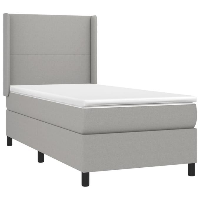 vidaXL - Boxspring - met - matras - stof - lichtgrijs - 90x190 - cm