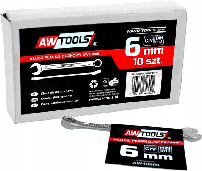 AWTOOLS Ringsleutel 6 mm CrV DIN3113 - Hoogwaardig gereedschap