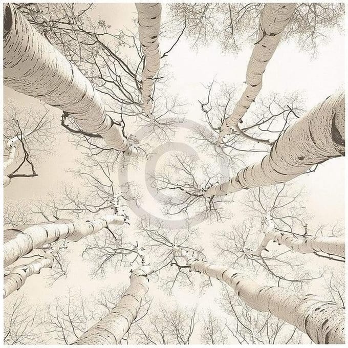 Kunstdruk Adam Brock - Silver Birch 51x51cm