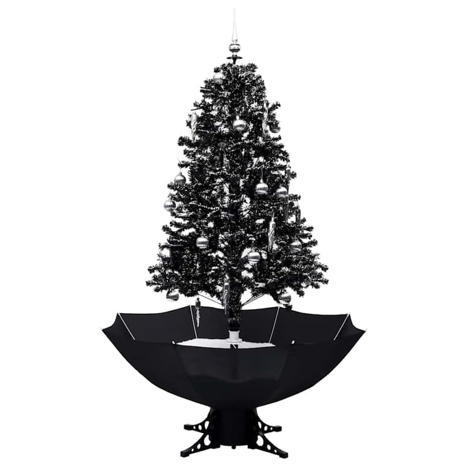 vidaXL - Kerstboom - sneeuwend - met - paraplubasis - 170 - cm - PVC - zwart