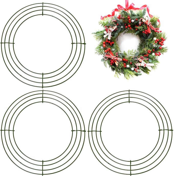 Dailygoods - Kerstkrans ringen van metaaldraad, kransframe, kerstkrans, knutselkrans, basis, Thanksgiving, Halloween, bruiloft, frame, krans, knutselaccessoires (40,6 cm)