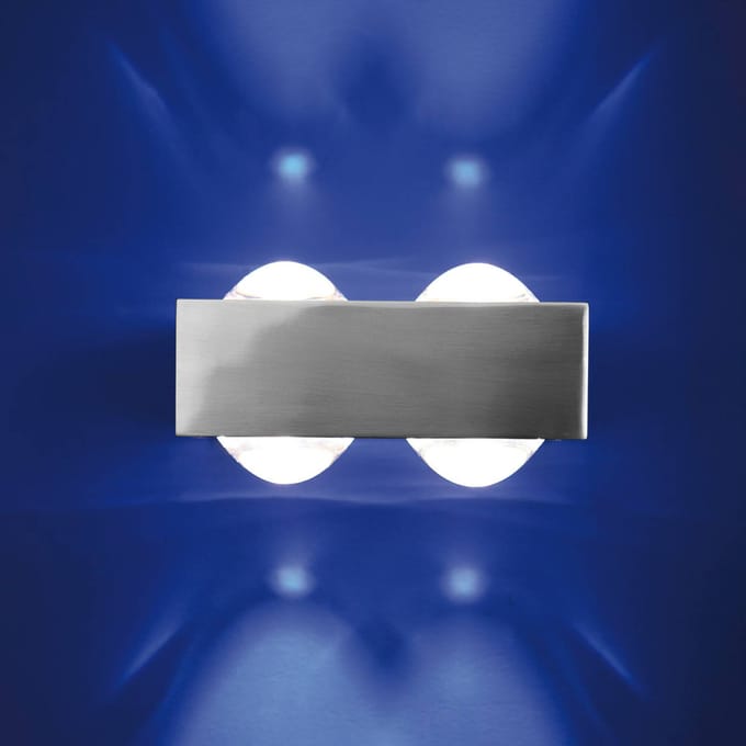 Top Light Focus wandlamp, nikkel 4 lenzen, metaal, glas