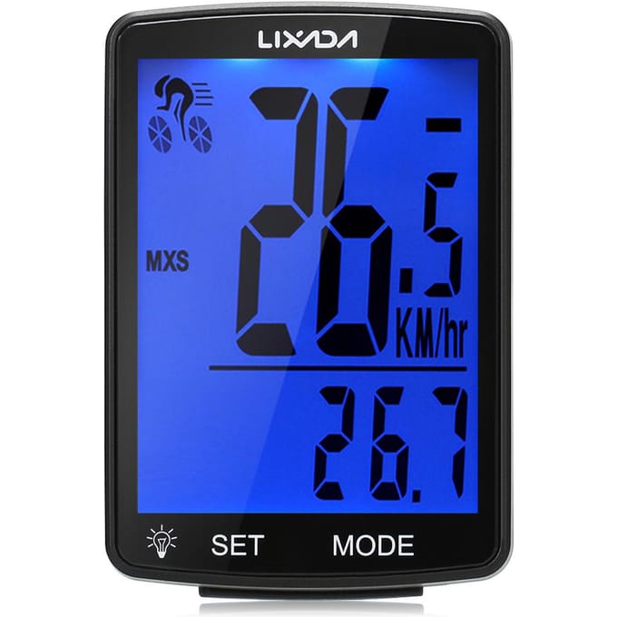 LIXADA Draadloze Fietscomputer Multifunctioneel LCD-scherm Fietscomputer Mountainbike Black Shell blauw