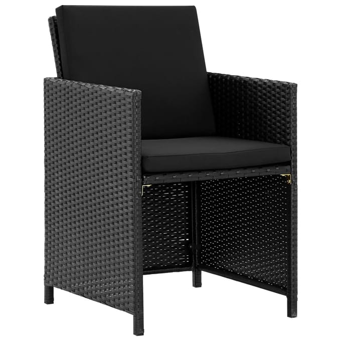 vidaXL - 5-delige - Tuinset - met - kussens - poly - rattan - zwart