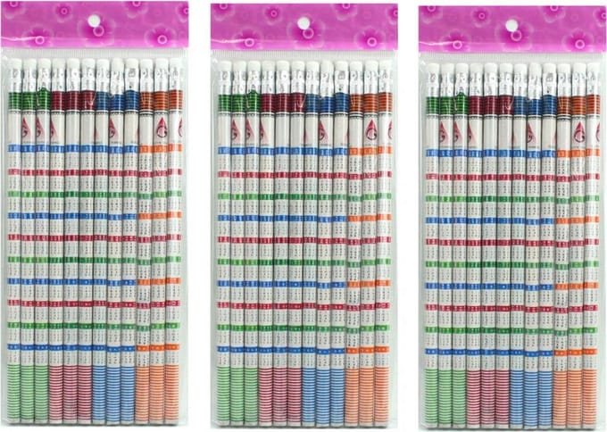 Potlood | Tafels Leren | Reken Potloden | 36 stuks