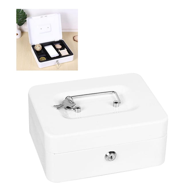 Draagbare Kluis met 2 Sleutels Brandwerend Anti-Diefstal Multifunctionele Veiligheidskoffer Lockbox voor Documenten wit