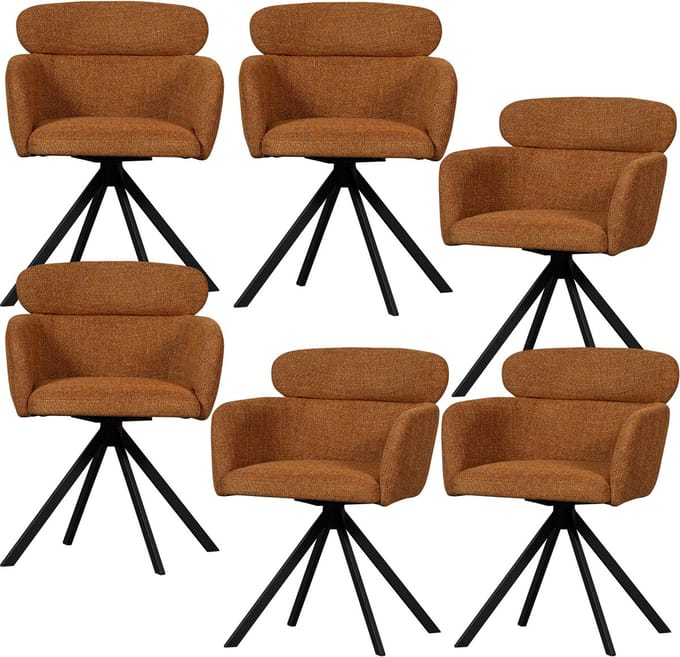 WOOOD Fenne Eetkamerstoelen - Polyester - Ginger - Set van 6