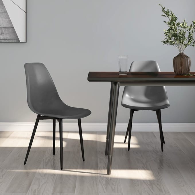 vidaXL - Eetkamerstoelen - 2 - st - PP - grijs