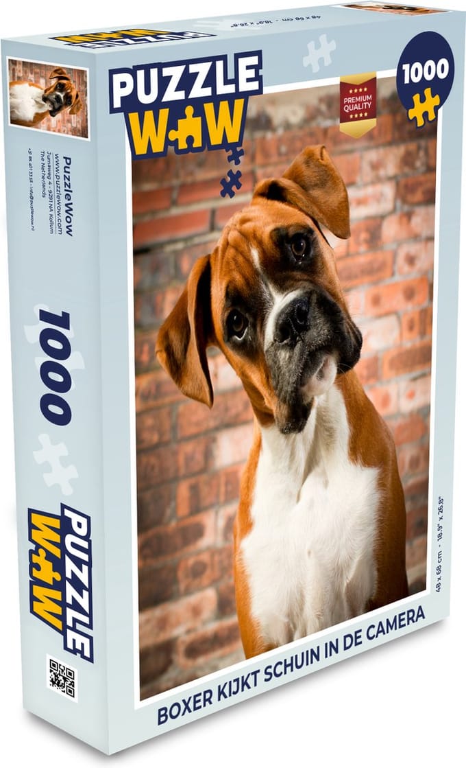 Puzzel Boxer kijkt schuin in de camera - Legpuzzel - Puzzel 1000 stukjes volwassenen