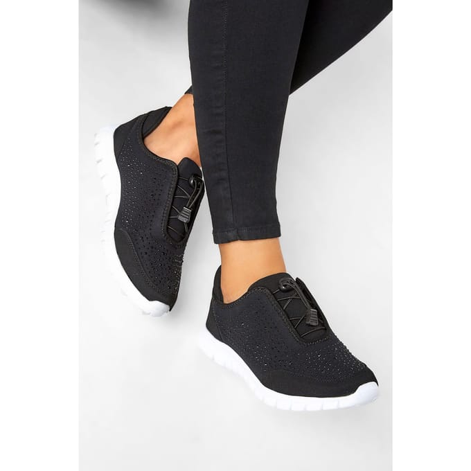Yours Sportschoenen Met Studs In Een (Extra) Brede Pasvorm In Zwartsize 42E