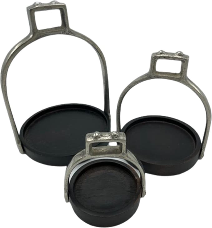Deco4yourhome® - Stijgbeugels - Set van 3 - Metaal - Hout - Old Metal - Zwart - Grijs