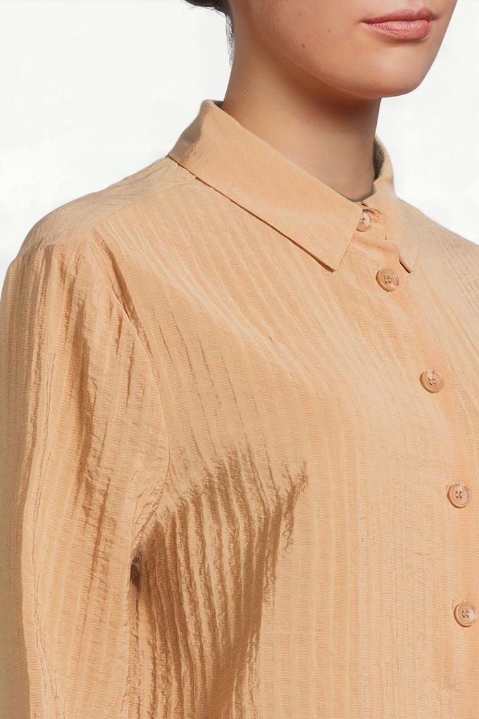 Another Label Norell Structured Shirt L/s Faded Sand Größe: XS | Business hemden Outlet | Damen | Braun