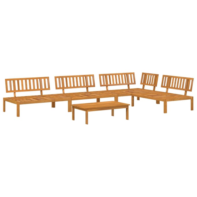 vidaXL - Bankstel - 5 - st - Antraciet - Massief - Acacia - Hout