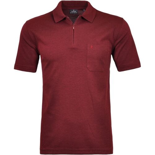 Ragman Uni Easy Care Zipper Poloshirt Pima Cotton Mix Rood / male