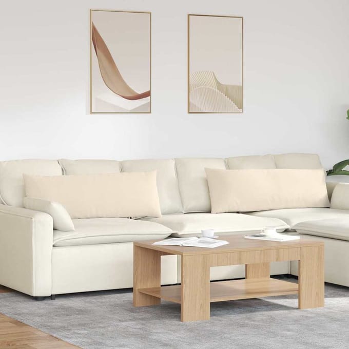 vidaXL - Zitkussens - 2 - st - Stof - Beige - 120 - x - 40 - cm