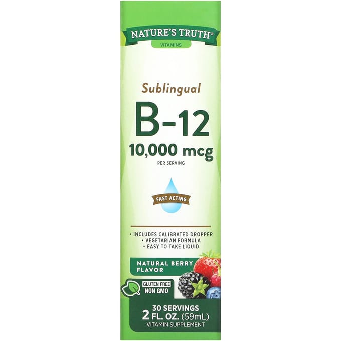 Nature's Truth, Sublinguale B-12, Natuurlijke Bes, 10.000 mcg, 2 fl oz (59 ml)