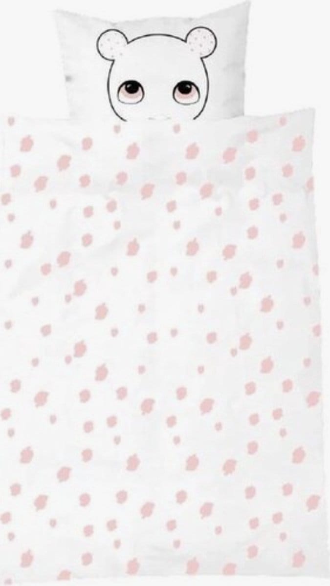 Luckyboysunday Dekbedovertrek Bunty 100 x 70 cm Wit/roze