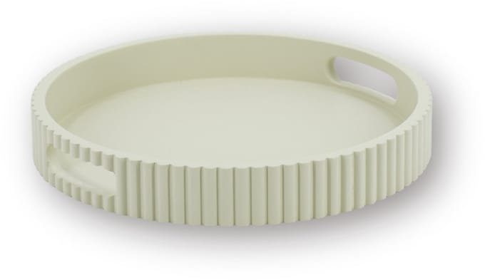 Housevitamin Dienblad 25,5x25,5 cm – Zand– Geribbelde Rand – MDF – 4 cm Hoog – Nordic Design – Decoratief & Functioneel