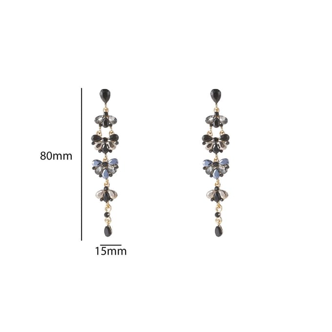 Go Dutch Label Oorknoppen Long Stone Dangle Goud Black