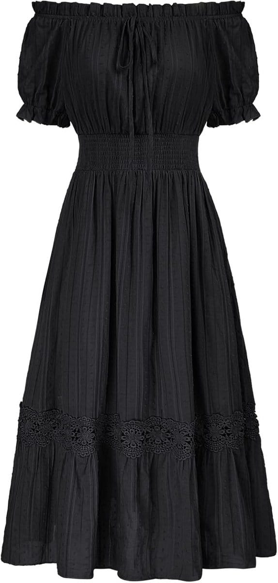 Dames Off-the-shoulder Hoge Taille Zomer Katoenen Jurk