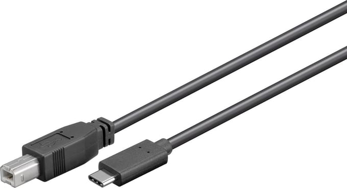 USB-C naar USB-B Kabel - USB 2.0 - 1 meter - Zwart