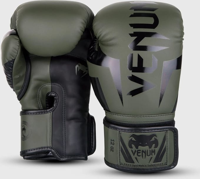 Venum Elite Boxing Gloves - Khaki/Black -8oz