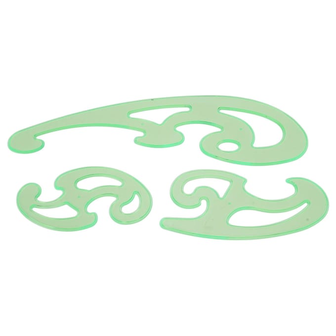 3 Stuks Curve Liniaal Multifunctioneel Flexibel Plastic Wolkvorm Franse Curve Liniaal Tekensjabloon green