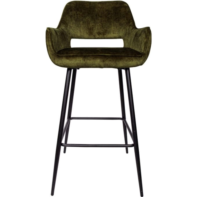 PTMD Fallon Velvet Barkrukken - 61 x 53 x 105 cm - Metaal/Fluweel - Groen - Per Stuk