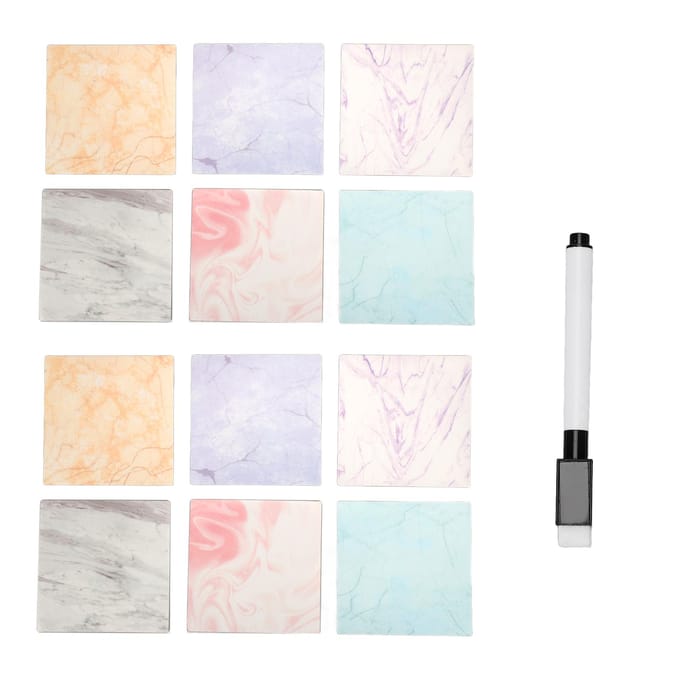 Lot de 12 notes autocollantes effaçables à sec, réutilisables, amovibles, avec un stylo, pour mur, réfrigérateur, miroir, bureau beige