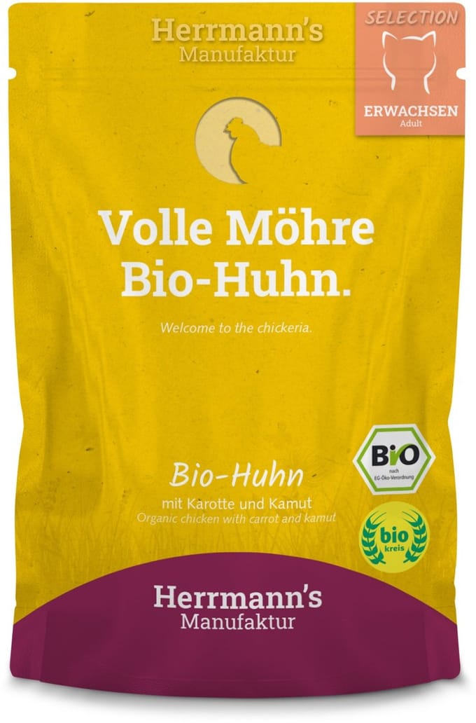 Herrmann's Bio Selection kat Kip met Wortel 100 gr. - per 12 stuks