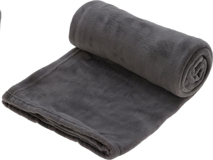 H&S Fleece deken - donkergrijs - 125 x 150 cm - polyester - plaid - dekentje - fleecedeken