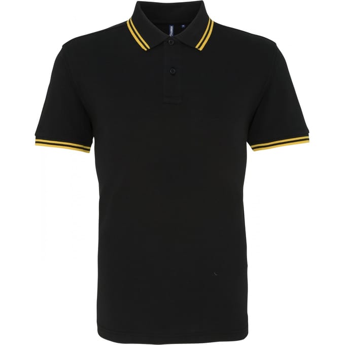 Asquith & Fox Heren Klassiek Fit getipt Poloshirt (ZWART/GEEL)
