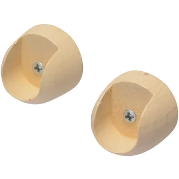 Decomode - Gordijnsteun - Metaal - Beuken - Dia. 20mm - 2 Stuks