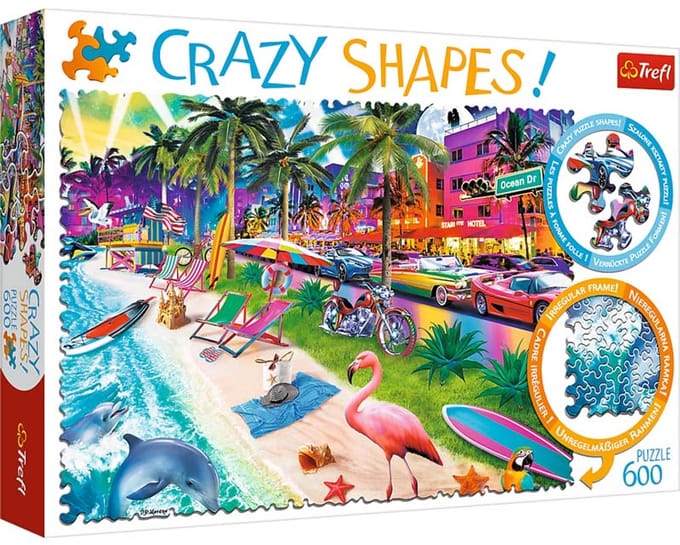 Trefl puzzel - Crazy Shapes Miami Beach - 600 stukjes karton.