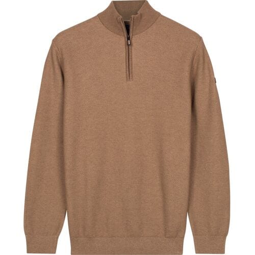 Baileys Trui Half Zip Two-Tone Jacquard Allover Plated Taupe / male